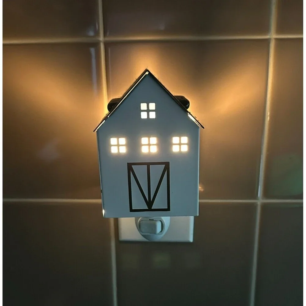 Farmhouse House Wax Warmer Plug In White Black Night Light Scent Warmer